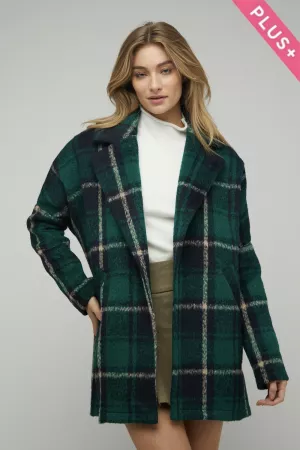 wholesale clothing plus wool blend plaid open long cardigan jacket davi & dani