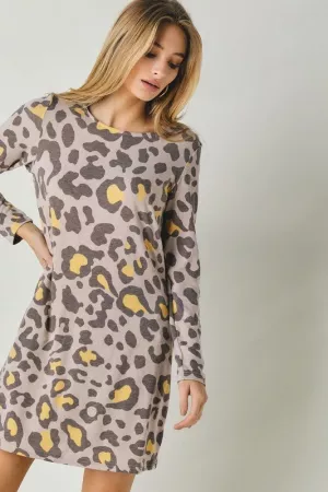 wholesale clothing leopard print button crewneck tee dress davi & dani