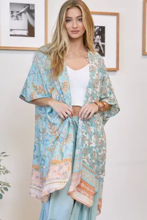 wholesale clothing printed short sleeve long kimono davi & dani