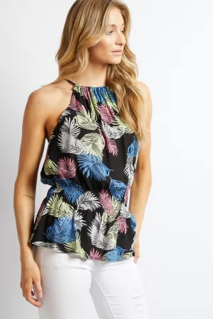 wholesale clothing tropical printed halter neck top davi & dani