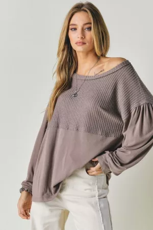 wholesale clothing solid round neck long sleeve loose top davi & dani