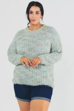 wholesale clothing plus solid round neck long sleeve sweater davi & dani