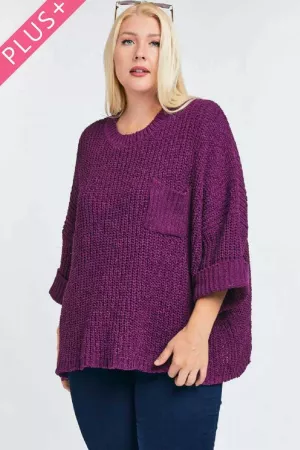 wholesale clothing solid round neck loose sweater with pocket davi & dani
