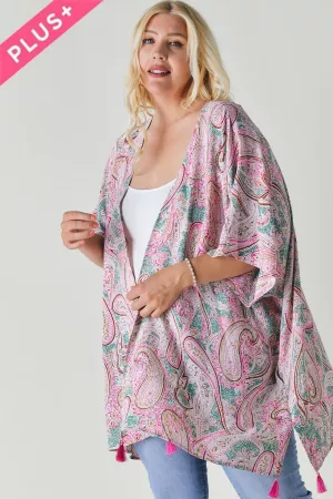 wholesale clothing plus printed short sleeve short kimono davi & dani