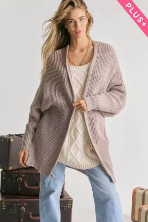 wholesale clothing plus balloon sleeve open sweater long cardigan davi & dani