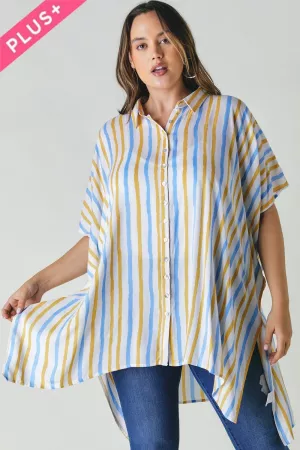 wholesale clothing plus multi stripe short sleeve tunic top davi & dani