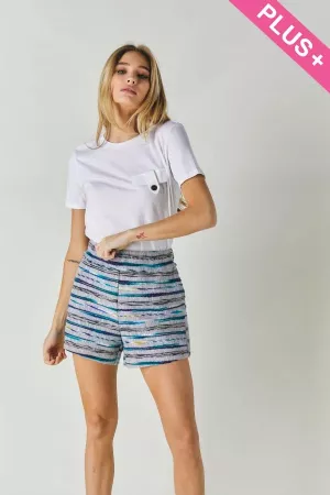 wholesale clothing plus multi stripe shorts with pockets davi & dani