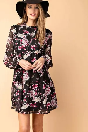 wholesale clothing fall floral print long sleeve dress davi & dani