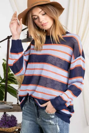 wholesale clothing mixed color bold stripe sweater top davi & dani