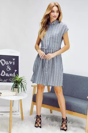 wholesale clothing striped short sleeve shirt dress davi & dani