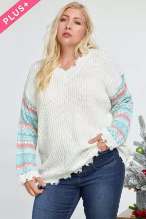 wholesale clothing solid v neck printed long sleeve sweater davi & dani