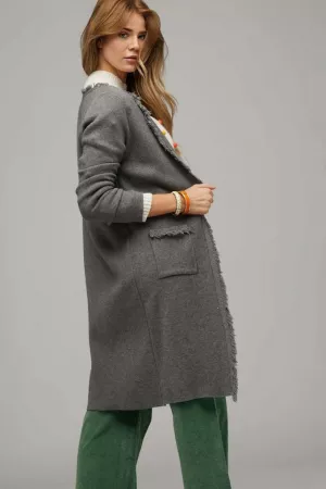 wholesale clothing solid long sleeve fringe  coat davi & dani