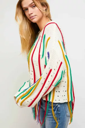 wholesale clothing stripe mixed textured sweater davi & dani