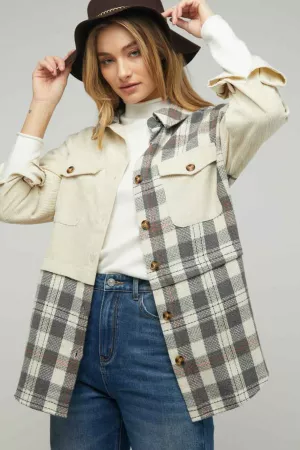 wholesale clothing plaid button down jacket davi & dani
