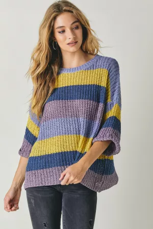wholesale clothing colorblock stripe thick cozy knit sweater davi & dani