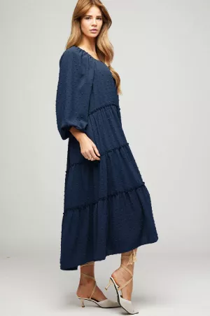 wholesale clothing swiss dot fabric elastic neck dress davi & dani