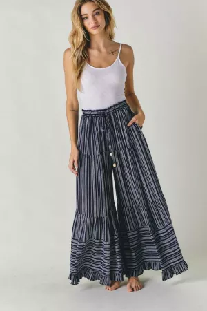 wholesale clothing stripe ruffle casual pant davi & dani