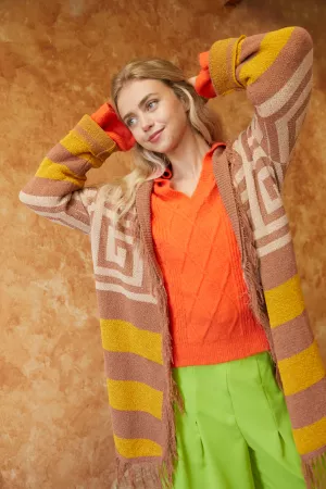 wholesale clothing geometric stripe sweater cardigan davi & dani