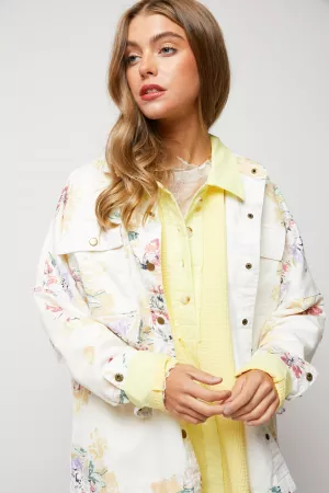 wholesale clothing floral printed button down jacket davi & dani