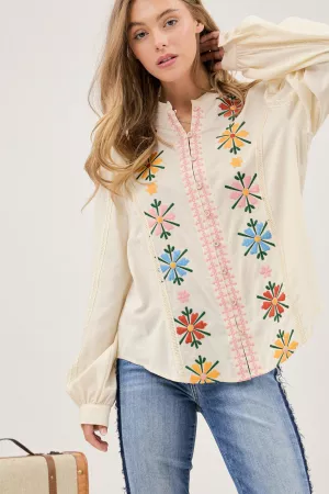 wholesale clothing floral embroidery placket shirts davi & dani
