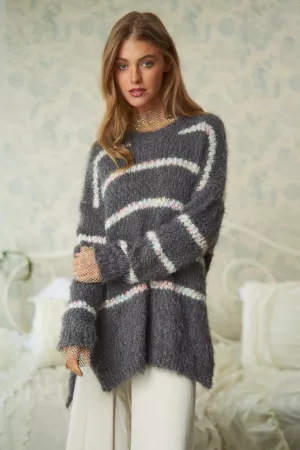 wholesale clothing stripe textured pullover sweater davi & dani