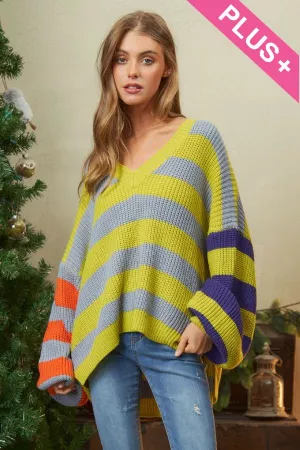 wholesale clothing plus multi striped sweater top davi & dani