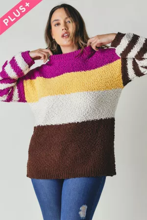 wholesale clothing plus stripe colorblock sweater top davi & dani