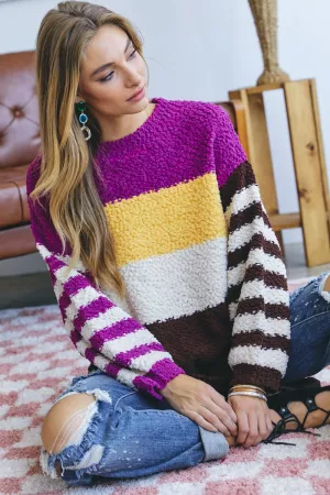 wholesale clothing stripe colorblock sweater top davi & dani