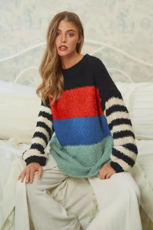 wholesale clothing stripe colorblock sweater top davi & dani