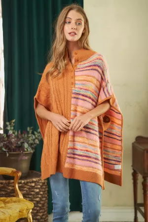 wholesale clothing mixed texture multi stripe half cable knit davi & dani