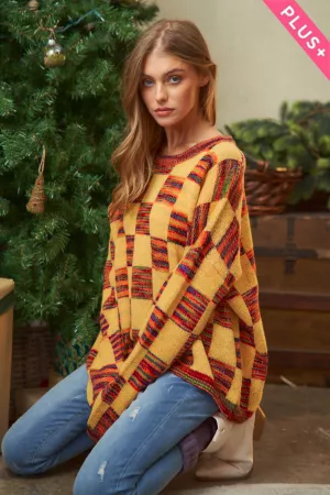 wholesale clothing plus thread checkered sweater top davi & dani