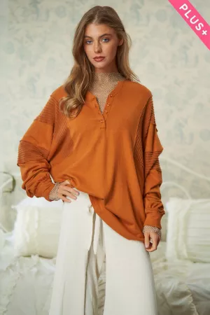 wholesale clothing plus contrast sleeve block detail compy knit top davi & dani