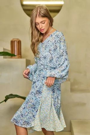 wholesale clothing floral printed v neck mini dress davi & dani