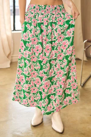 wholesale clothing floral printed smocked midi skirt davi & dani