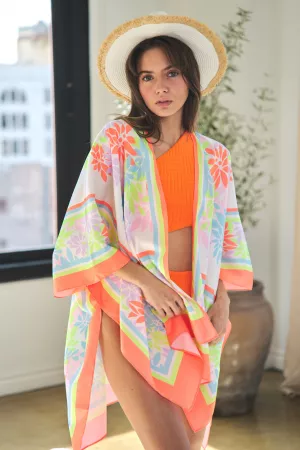 wholesale clothing retro floral scarf print cover up kimono davi & dani