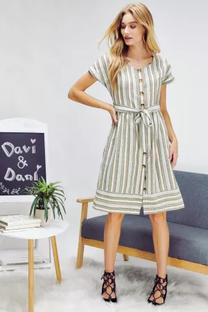 wholesale clothing striped button down midi dress davi & dani