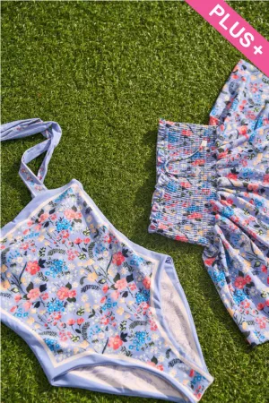 wholesale clothing plus floral printed square neck one piece swimsuit davi & dani