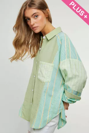 wholesale clothing plus plaid stripe shirt top davi & dani