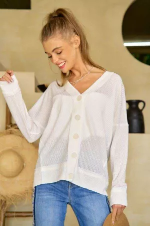 wholesale clothing textured button down hi lo shirt blouse davi & dani