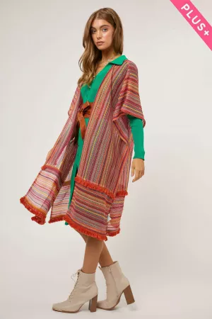 wholesale clothing plus fringe trim detail cover up kimono davi & dani