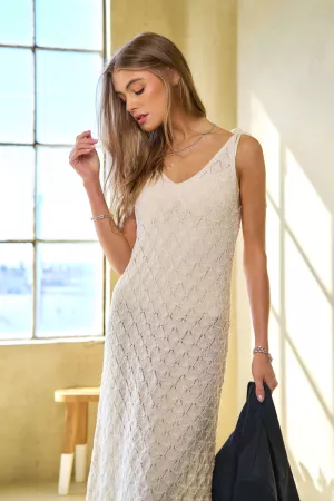 wholesale clothing crochet knit tie strap maxi dress davi & dani
