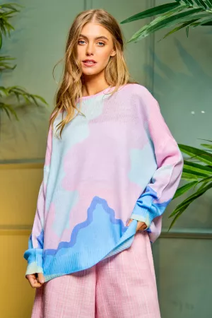 wholesale clothing pastel graphic printed sweater pullover top davi & dani