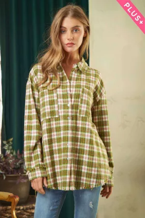 wholesale clothing plus jacquard textured multi plaid shirt top davi & dani