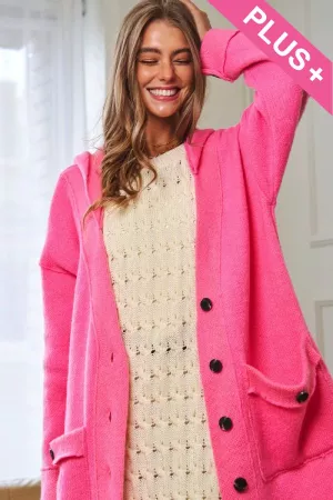 wholesale clothing plus solid button down cardigan with pockets davi & dani