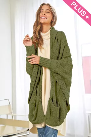 wholesale clothing plus pattern knit dolman sleeve solid cardigan davi & dani