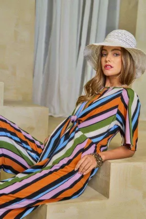 wholesale clothing colorblock stripe print palazzo wide leg jumpsuit davi & dani