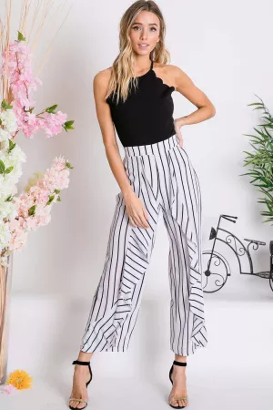 wholesale clothing urban chic striped ruffled cropped pants davi & dani