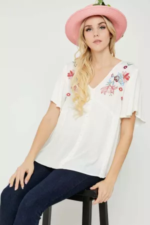 wholesale clothing ethnic floral embroidered blouse top davi & dani