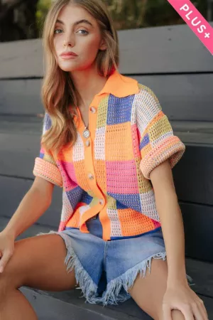 wholesale clothing plus multi color button front sweater top davi & dani