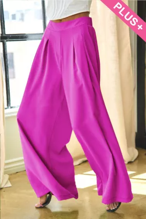 wholesale clothing plus elastic ruflled solid casual long full pant davi & dani